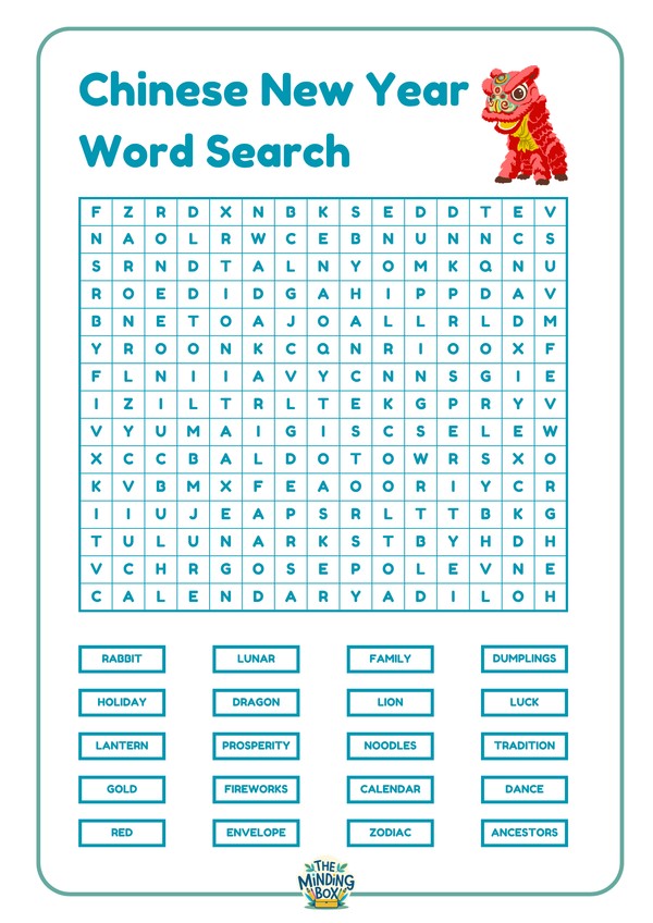 Chinese New Year Word Search