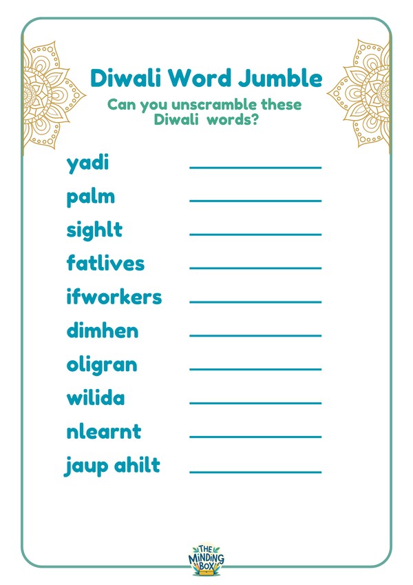 Diwali Word Jumble
