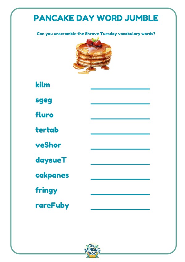 Pancake Day Word Jumble