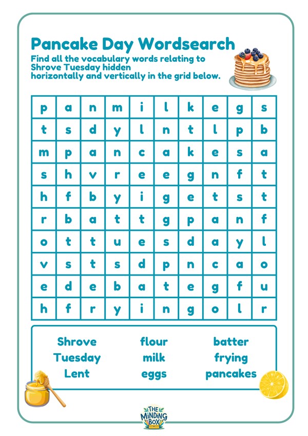 Shrove Tuesday Wordsearch