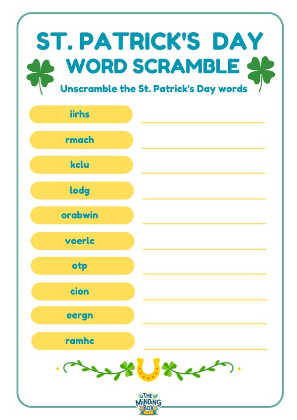 St Patricks Day Word Scramble