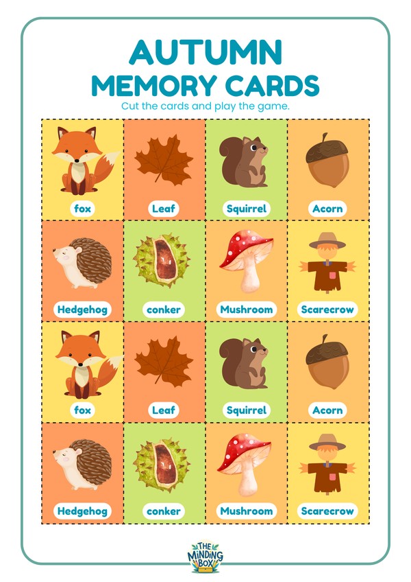 Fall Season Memory Cards