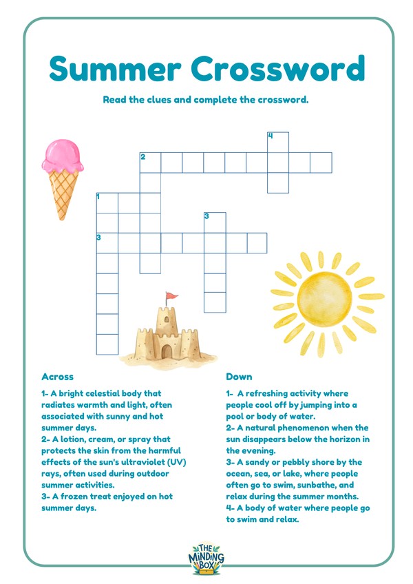 Summer Crossword Answer Sheet