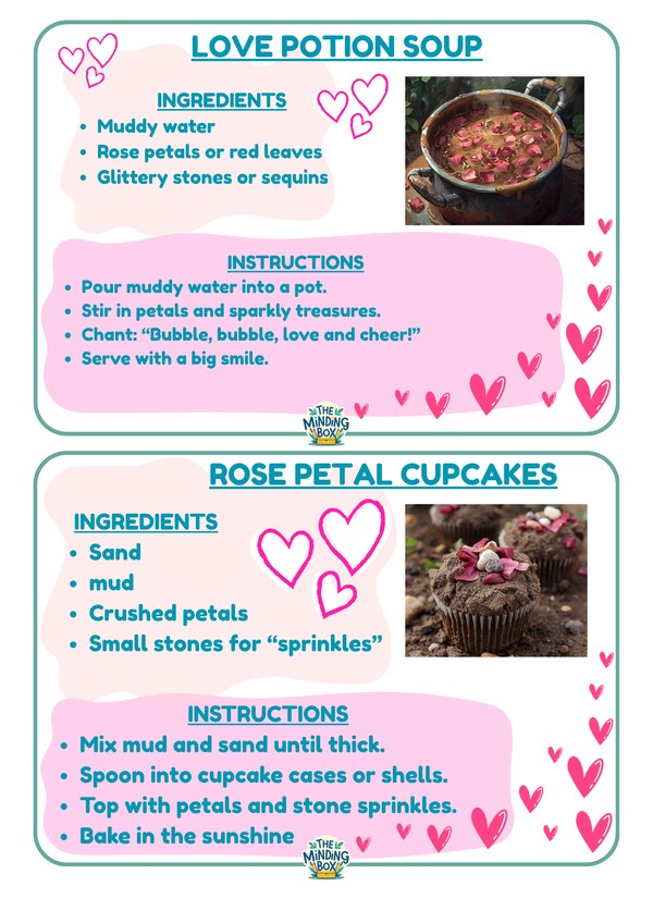 Valentines Mud Kitchen Recipe Cards