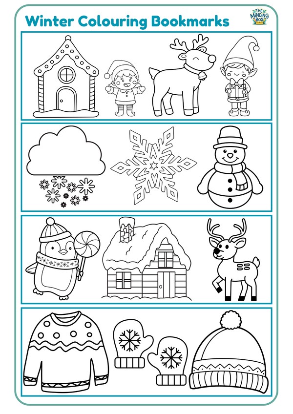 Winter Coloring Bookmarks