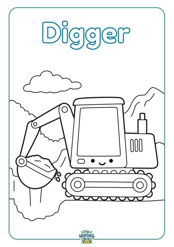 Digger Colouring Page