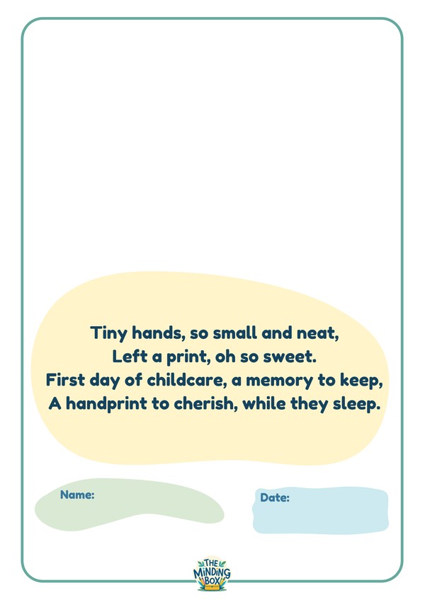 First Day Handprint Poem