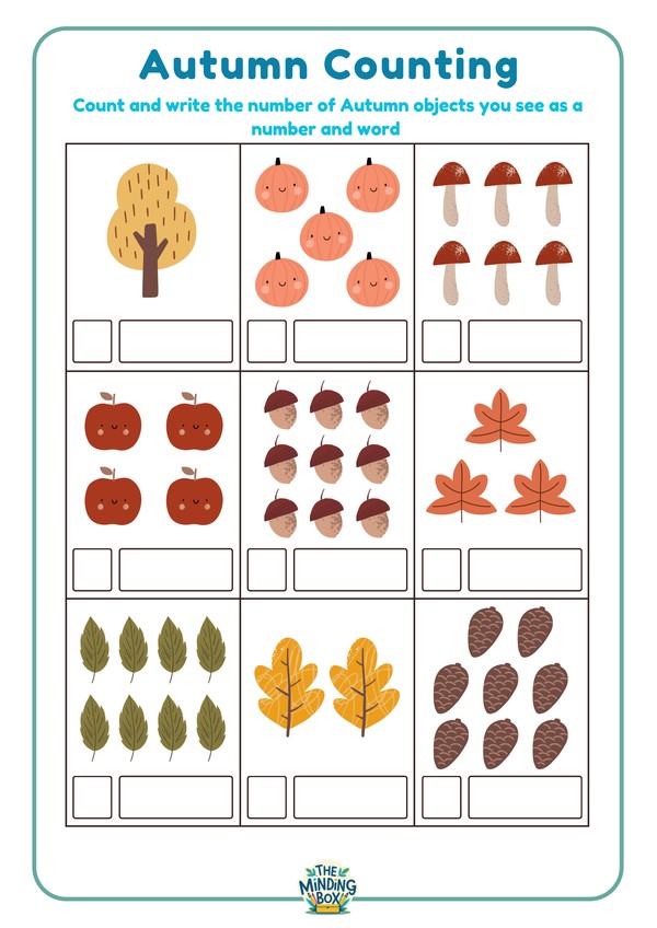 Autumn Counting Math Worksheet