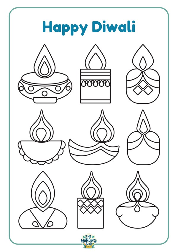 Diwali Diya Colouring Page